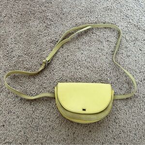 Free People Yellow Leather & Suede Cross Body Shoulder Bag with Adjustable Strap